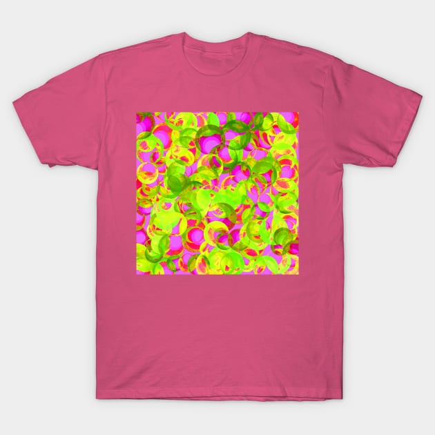 Bubble Abstract Yellow Lime Purple Red T-Shirt by Klssaginaw